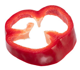 Red bell pepper cross cut slice isolated on white background. File contains clipping path.