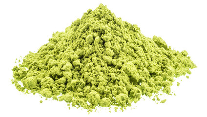 Obraz premium Matcha tea, finely ground powder of green tea on white background. File contains clipping path.