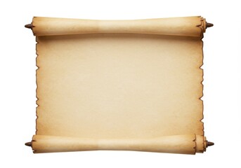 Blank antique parchment scroll isolated on white background