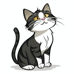 Obraz premium Cute Cat Vector Illustration in Simple Line Style