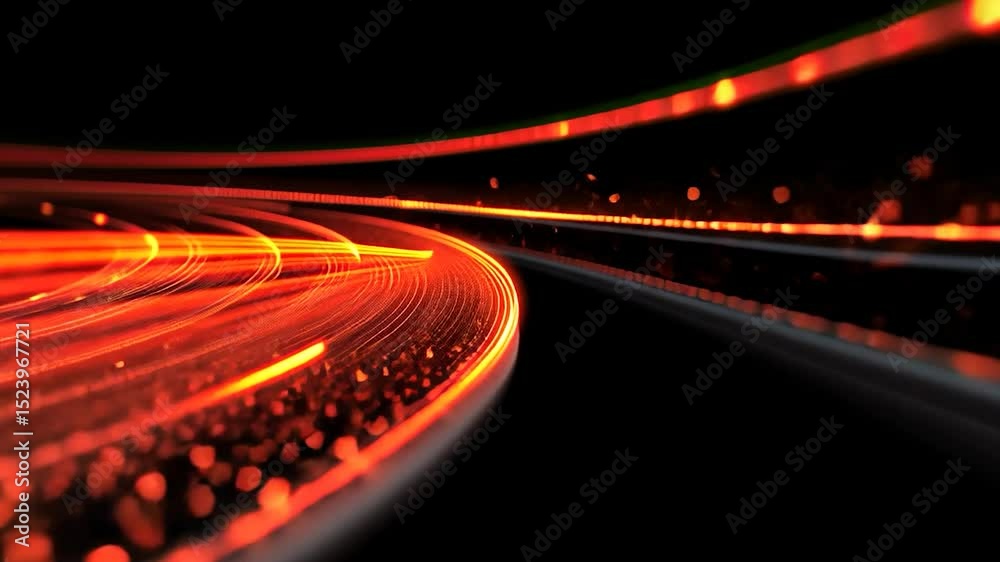 Poster Abstract design with curved lines of glowing particles