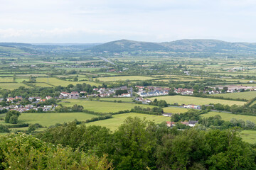 View from Brent Knoll towards the Mendip hills, Somerset, England