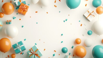 Festive celebration, gifts and balloons