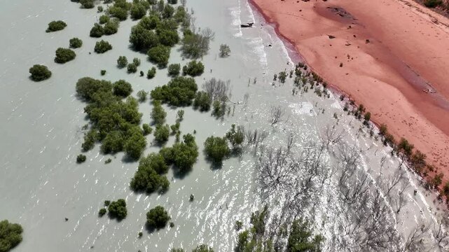 Drone View of Red Sand Beach and Ocean in Western Australia