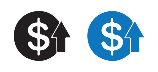 Business Growth Icon with Dollar Coin and Upward Arrow – Finance, Investment, Profit Concept. Victor illustration eps 10
