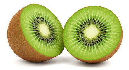 Fototapeta premium Hyper-Realistic 3D Render of a Kiwi Sliced in Half on White Background