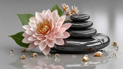 Spa flower with zen stones high resolution photo