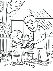 a cute father and child riding bicycles,