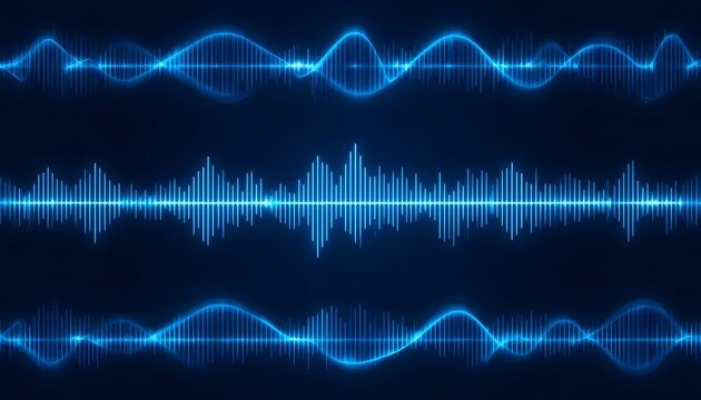 Abstract blue sound waves visualization for digital design