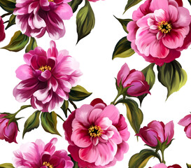 Painting flowers pattern. Seamless floral pattern design