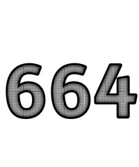 Black and white color numbers 664