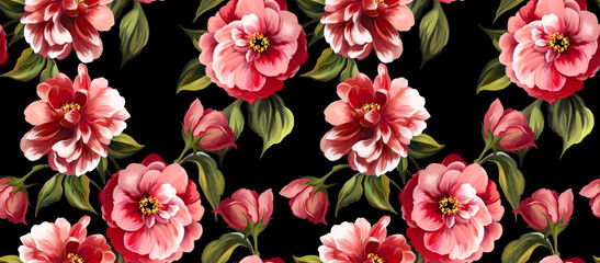 Painting flowers pattern. Seamless floral pattern design