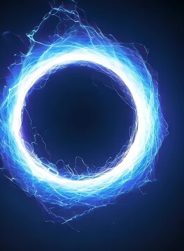 Blue Electric Energy Circle with Lightning Sparks