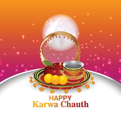 Creative design concept of happy karwa chauth background