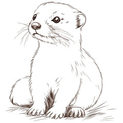 Fototapeta premium ferret, animal, vector, transparent background, creature, mustela putorius furo, cute, mammal, isolated, wildlife, one animal, nature, furry, vertebrate