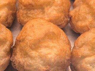 Golden Brown Fried Dough Balls or Dumplings Close-up