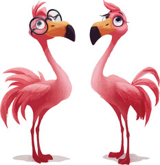 Obraz premium Flamingo Cartoon Character Outline for Coloring – Fun and Stylish Tropical Bird Illustration for Summer Designs, Kids’ Art, and Branding Projects