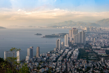 Naklejka premium Angel Mountain view of Nha Trang City, Vietnam