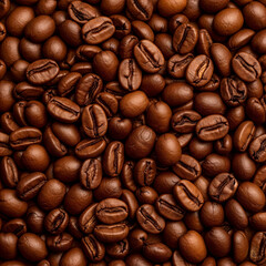 Fototapeta premium Abundant Dark Roasted Coffee Beans Full Frame, Perfect for Coffee Shop Decor and Food Concepts