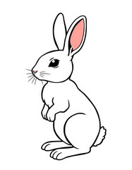 Adorable White Rabbit Illustration, Cute Bunny Drawing, Simple Pet Image