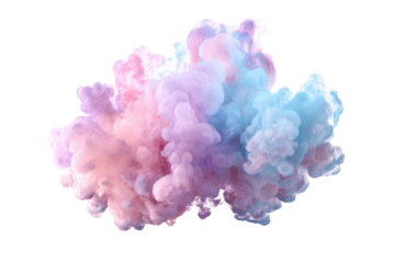 Abstract pastel pink and blue ink cloud swirling design element for backgrounds and digital art projects perfect for dreamy and ethereal designs ideal for on transparent background