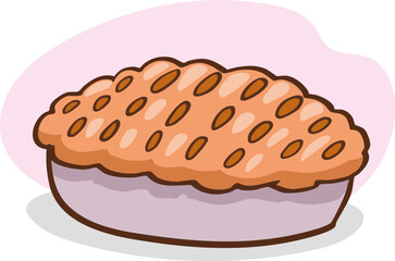 Vector Illustration of a Freshly Baked Pie on a White Background