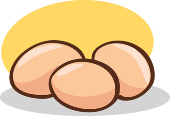 Vector illustration of eggs on a white background with yellow color in the background