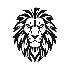 Lion logo with detailed mane. Animal icon template.Symbol of strength, power and leadership.  Wild animal, king lion, fierce predator
