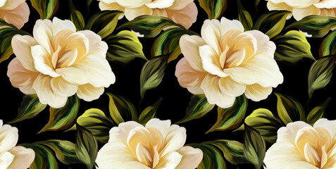 Seamless flowers pattern. Painting floral background