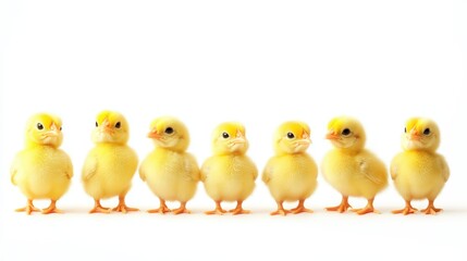 Fototapeta premium Seven Yellow Baby Chicks.