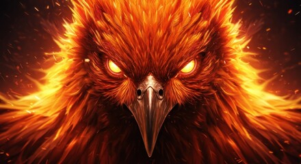 Fiery Phoenix Intensely Gazes With