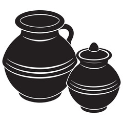 clay showpieces Elegant and artistic black clay vase with intricate orange stripes, perfect for home decor and floral arrangements.
