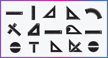 Geometry and Measuring Tool Vector Set Rulers Triangles and Protractors