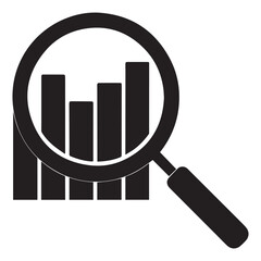 magnifying glass and graph find,