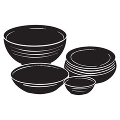 set of empty bowls isolated,