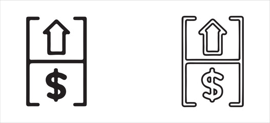 Dollar Symbol with Upward Arrow Icon – Solid and Outline Style for Financial Growth and Profit. Victor illustration eps 10