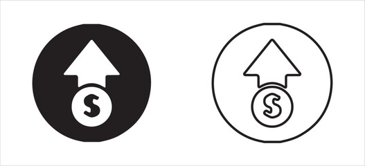 Dollar Growth with Bar Chart and Upward Arrow – Financial Success and Economic Progress Icon. Victor illustration eps 10