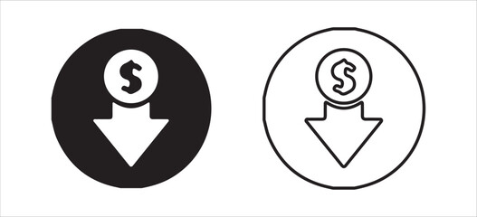 Dollar Growth with Bar Chart and Upward Arrow – Financial Success and Economic Progress Icon. Victor illustration eps 10