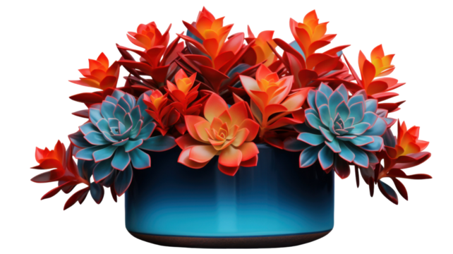 Vibrant Succulent Plant with Red Tipped Leaves Isolated on White Background