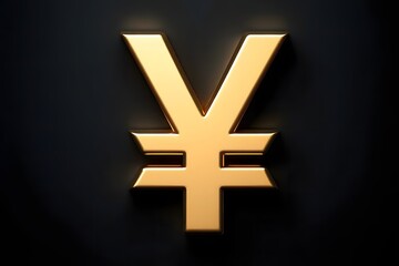 Obraz premium A 3D rendering of a gold Yen symbol against a dark background