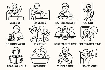 Daily routine of a child: activities from wake up to lights out
