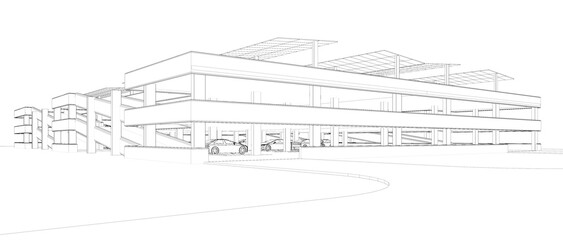 Obraz premium 3D illustration of parking facility