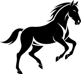 Rearing horse vector silhouette, isolated black horse on white background