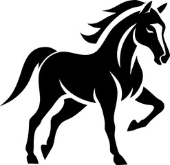 horse black icon, silhouette vector design of horse in motion