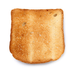 Piece of fresh toast bread isolated on white, top view