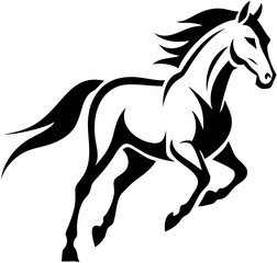 running horse icon, vector side profile on white background