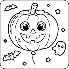 Jack-o'-Lantern Balloon Coloring Page