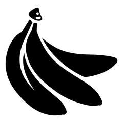 Bunch of three bananas isolated on a white background. Black silhouette of banana fruit. Vector illustration