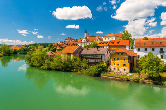 Cityscape of Novo Mesto, the third largest city in Slovenia