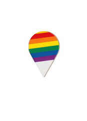 Vector flat logo of a rainbow flag, map pin marker, on a white background, png, transparent